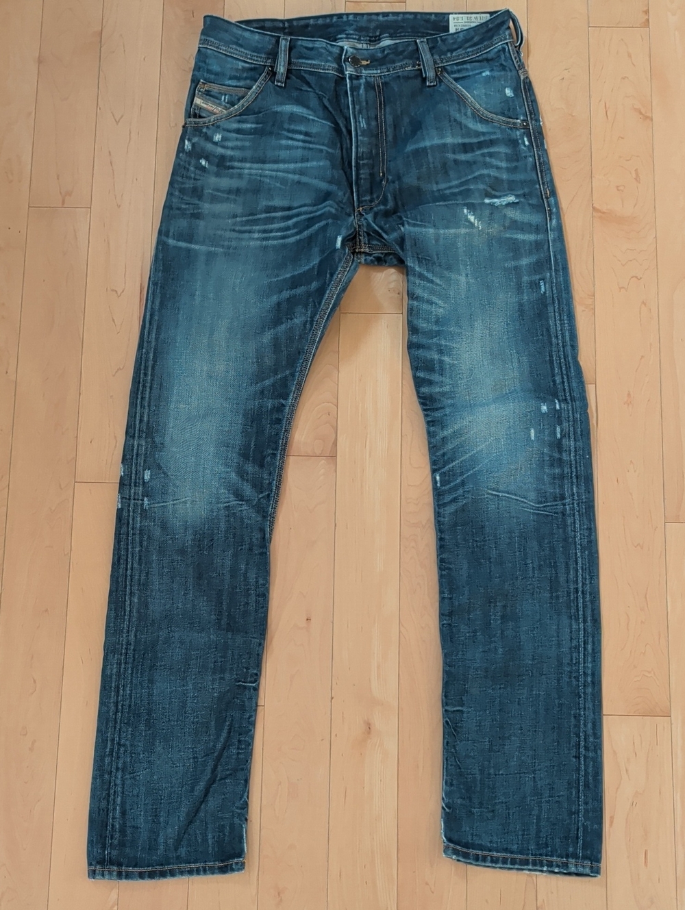 Vintage Diesel Krooley Men's Distressed Dark Blue Straight Jeans W32L34